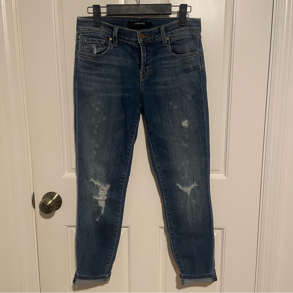 J Brand Cropped Distressed Mischief Skinny Jeans Women's Size 26